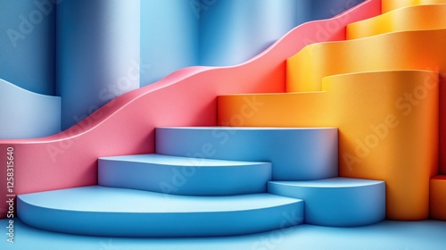 Fototapeta Naklejka Na Ścianę i Meble -  Colorful abstract steps, modern interior design, vibrant colors