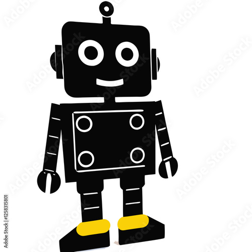 Detailed close-up of a vintage-style toy robot with articulated arms, legs, and head, showcasing its movable joints and metallic paint.