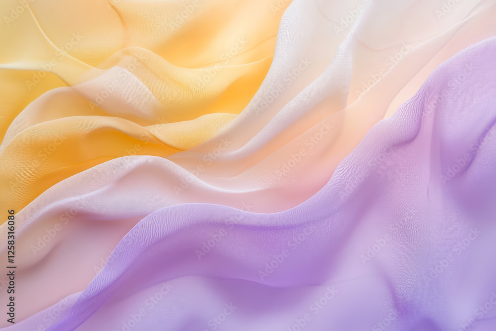 Obraz premium A gentle pastel gradient of lavender, peach, and yellow abstract background with soft textures and smooth transitions. Ideal for wedding invitations, baby themes, or light-hearted branding.