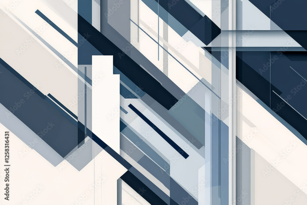 Obraz premium A geometric abstract background with a sophisticated mix of blue, gray, and white. Sharp polygonal shapes, futuristic gradients, and a clean, corporate aesthetic. Ideal for business presentations and