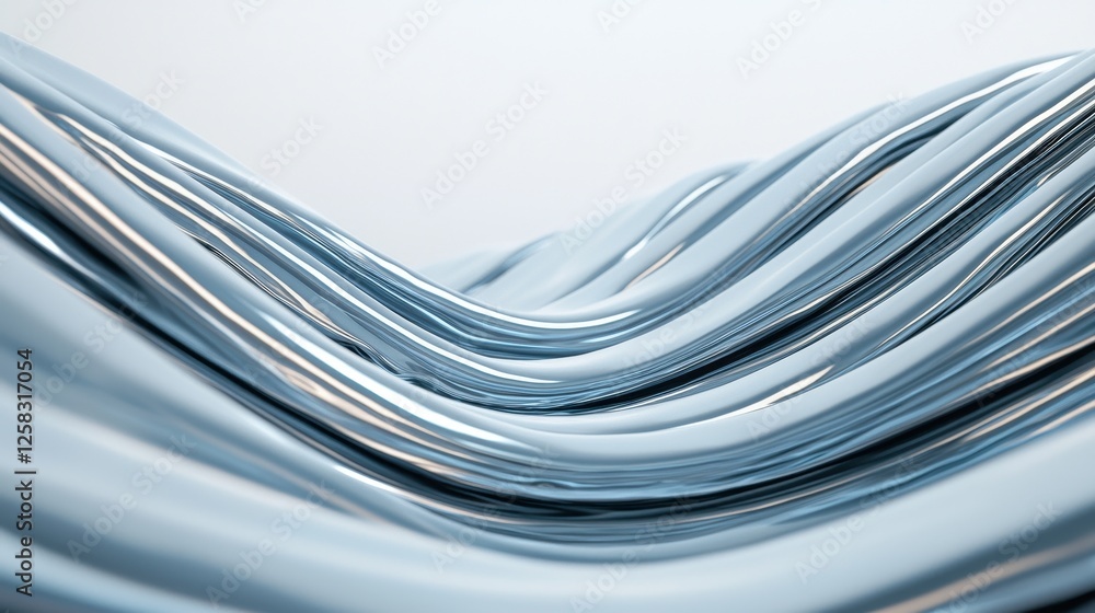 Obraz premium Flowing Silver Waves Reflect Light in Abstract Copper Design