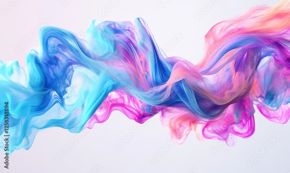 Colorful abstract swirling smoke, flowing design, pastel background, for digital art