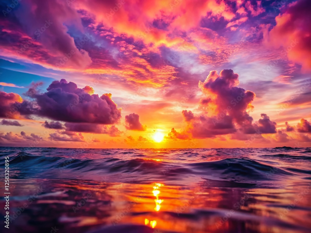 Fototapeta premium Pacific Sunset Macro: Vibrant Pink Hues at Golden Hour