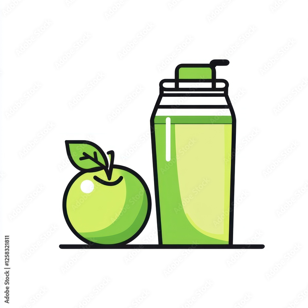 Green Apple and Smoothie Illustration Green Apple and Smoothie Illustration