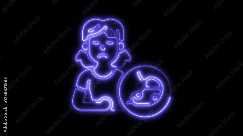 Glowing neon gastric 1 icon isolated on black background. HD Video motion graphic animation Glowing neon gastric 1 icon isolated on black background. HD Video motion graphic animation