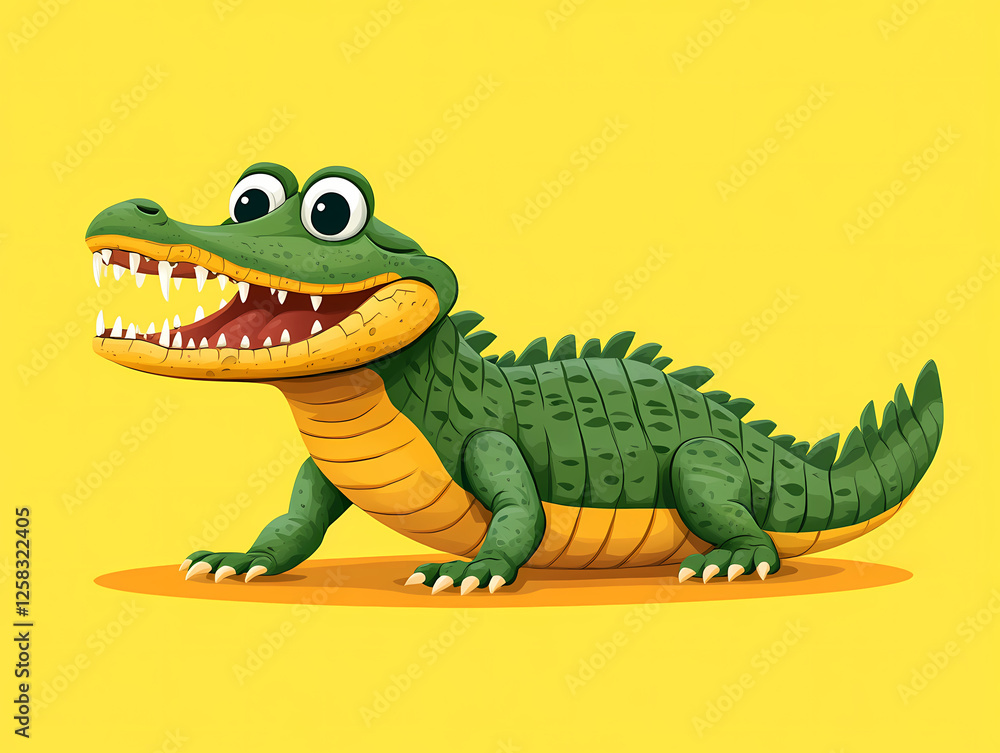 Fototapeta premium Cheerful Cartoon Crocodile