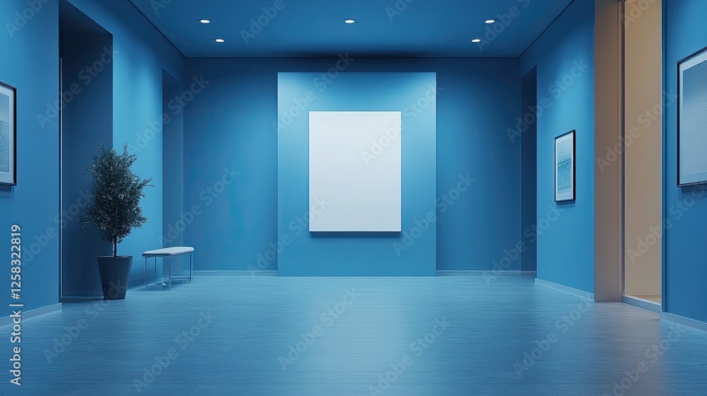 On a panoramic blue backdrop, a note paper and information sign with copy space On a panoramic blue backdrop, a note paper and information sign with copy space