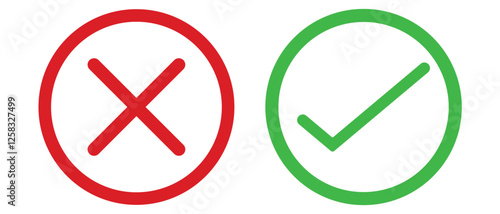 Check mark icon button set. Green and red check mark icon. Check box icon with right and wrong buttons and yes or no checkmark icons in green tick box and red cross. victor illustration. Free Download Check mark icon button set. Green and red check mark icon. Check box icon with right and wrong buttons and yes or no checkmark icons in green tick box and red cross. victor illustration. - GFXLoad
