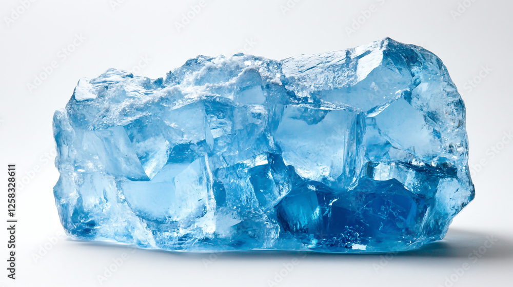 Obraz premium Rough blue ice block with a frosty, crystalline surface and natural cracks, showcasing a cool, textured