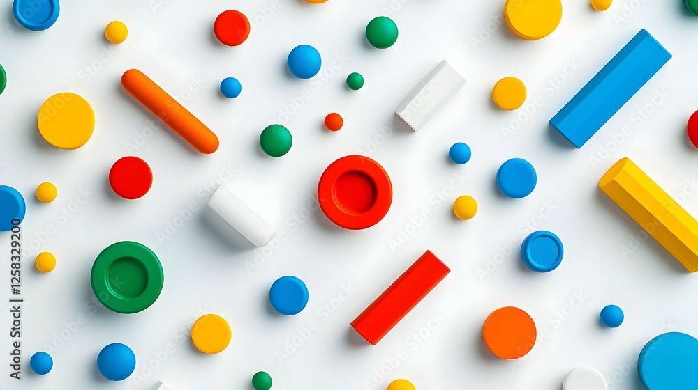 Colorful Geometric Shapes Pattern on White Background Colorful Geometric Shapes Pattern on White Background
