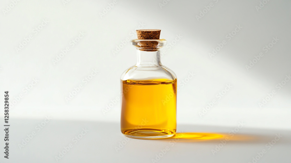 Tea Tree Oil on a white background, essential oil bottle, natural skincare remedy Tea Tree Oil on a white background, essential oil bottle, natural skincare remedy