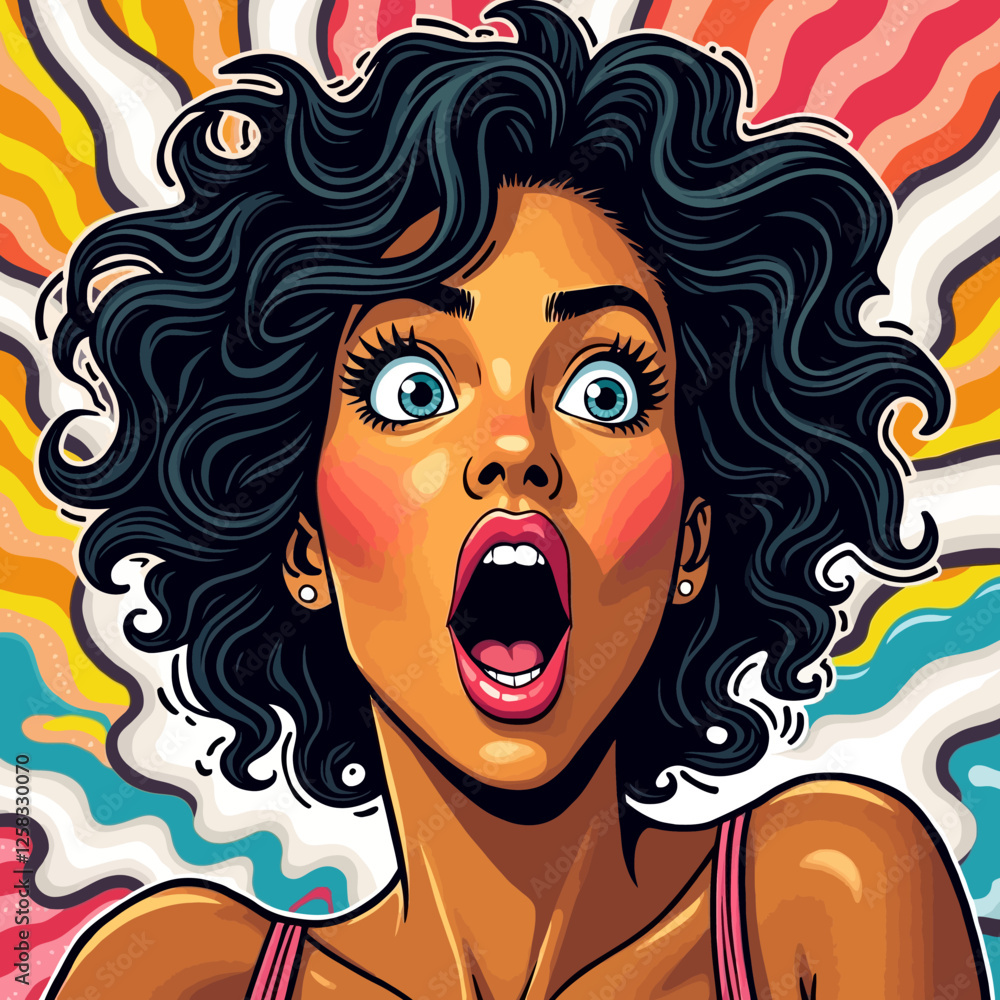face of a surprised woman. It is designed in a colorful and energetic way, with its mouth open, eyes wide and surprised. vector illustration. face of a surprised woman. It is designed in a colorful and energetic way, with its mouth open, eyes wide and surprised. vector illustration.