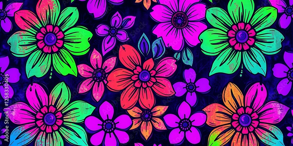 custom made wallpaper toronto digitalVibrant Floral Pattern Background with Colorful Blossoms and Leaves