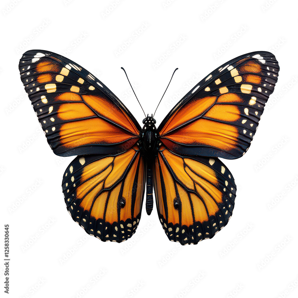 Fototapeta premium Monarch butterfly isolated on transparent background, PNG