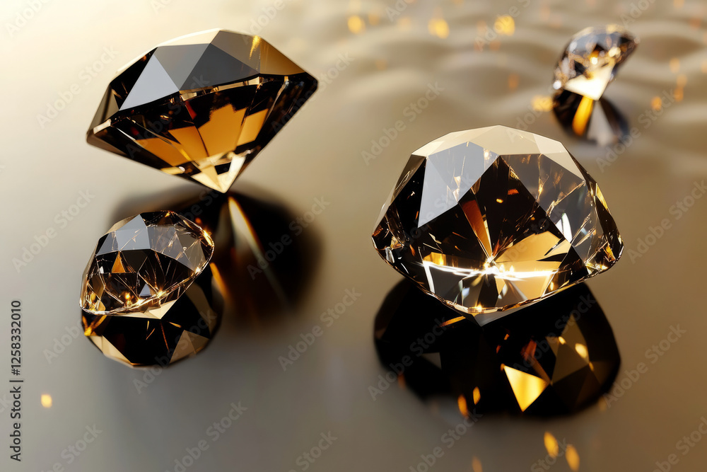 rotating diamond shapes in black and gold, slowly spinning and reflecting light, offering a sophisticated and eye-catching visual. rotating diamond shapes in black and gold, slowly spinning and reflecting light, offering a sophisticated and eye-catching visual.