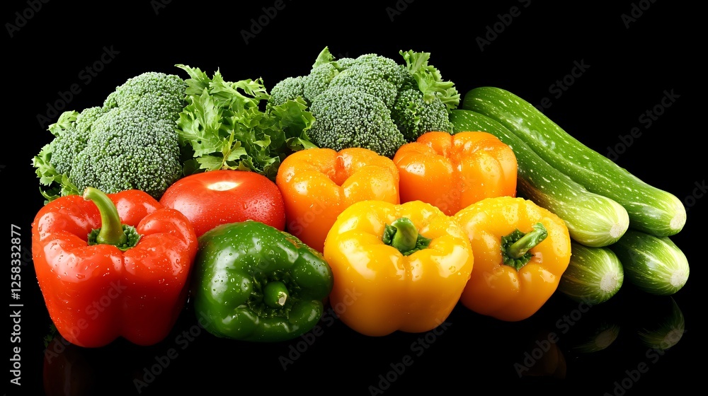 Fresh vegetables, studio shot, black background, healthy food Fresh vegetables, studio shot, black background, healthy food