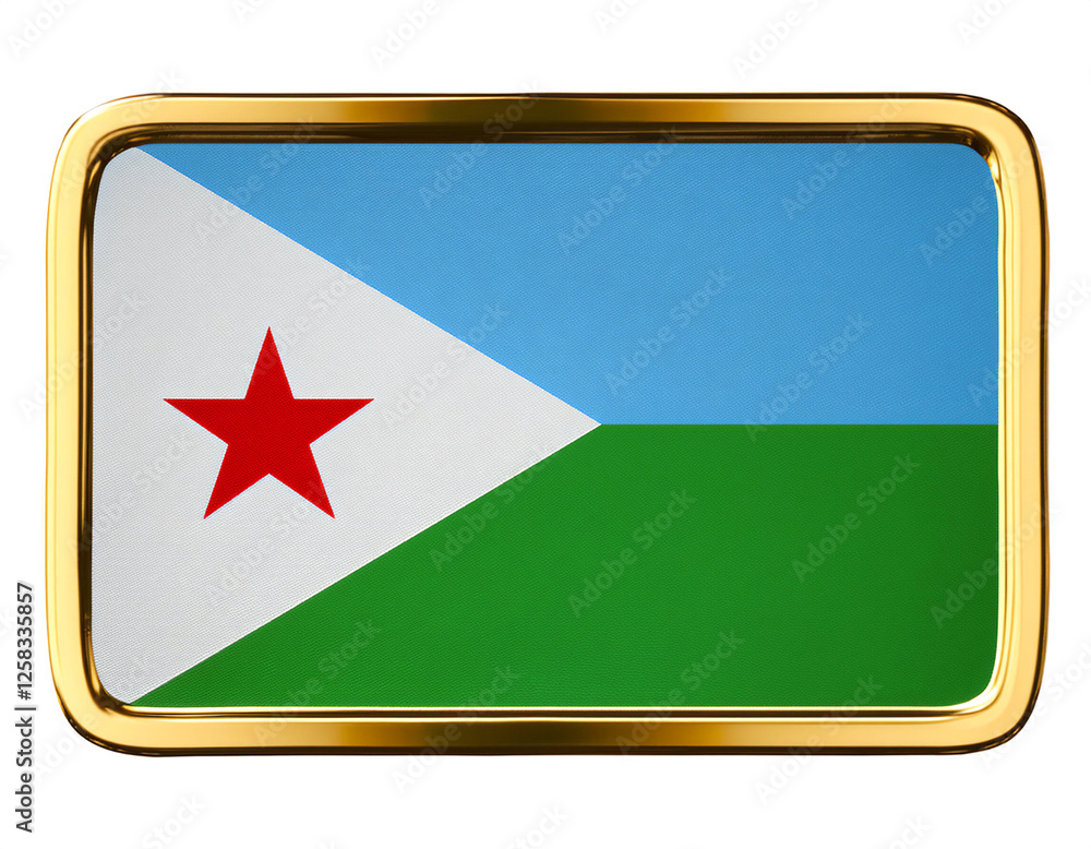 ジブチの国旗のブローチ。白背景。(Djibouti flag brooch on white background.)
ジブチの国旗のブローチ。白背景。(Djibouti flag brooch on white background.)