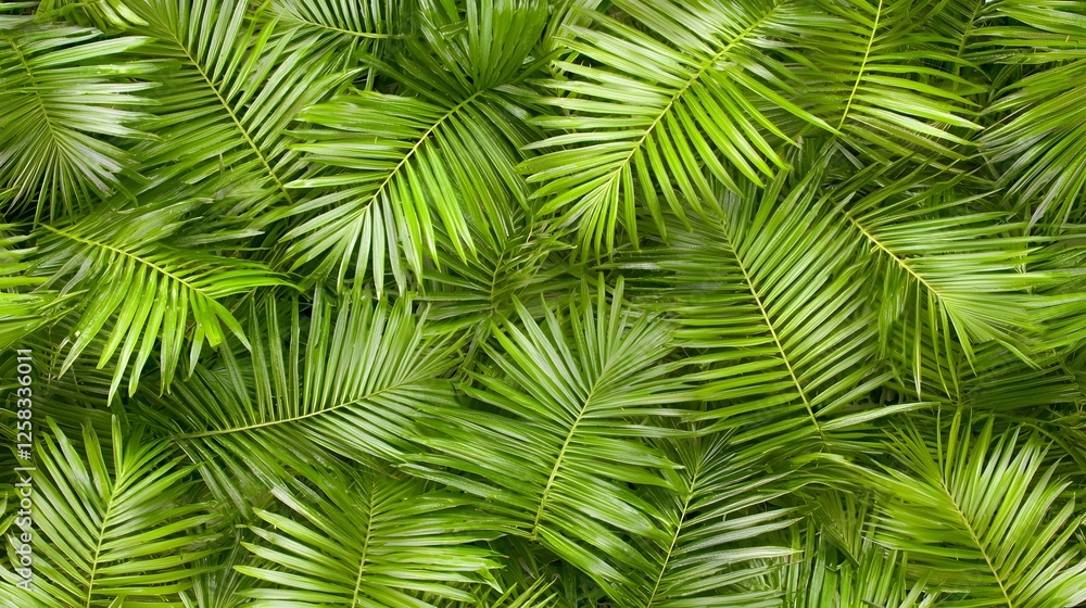 Lush Green Palm Leaves Texture for Background and Decoration Use Lush Green Palm Leaves Texture for Background and Decoration Use