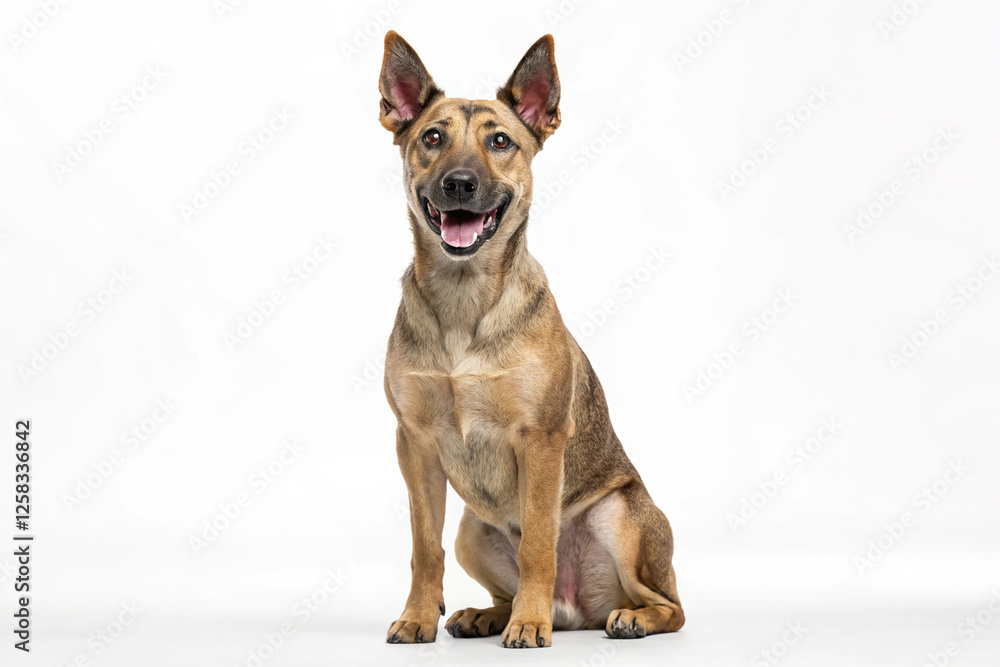 Adorable Thai Ridgeback Dog Sitting and Smiling Isolated On a White Background Adorable Thai Ridgeback Dog Sitting and Smiling Isolated On a White Background