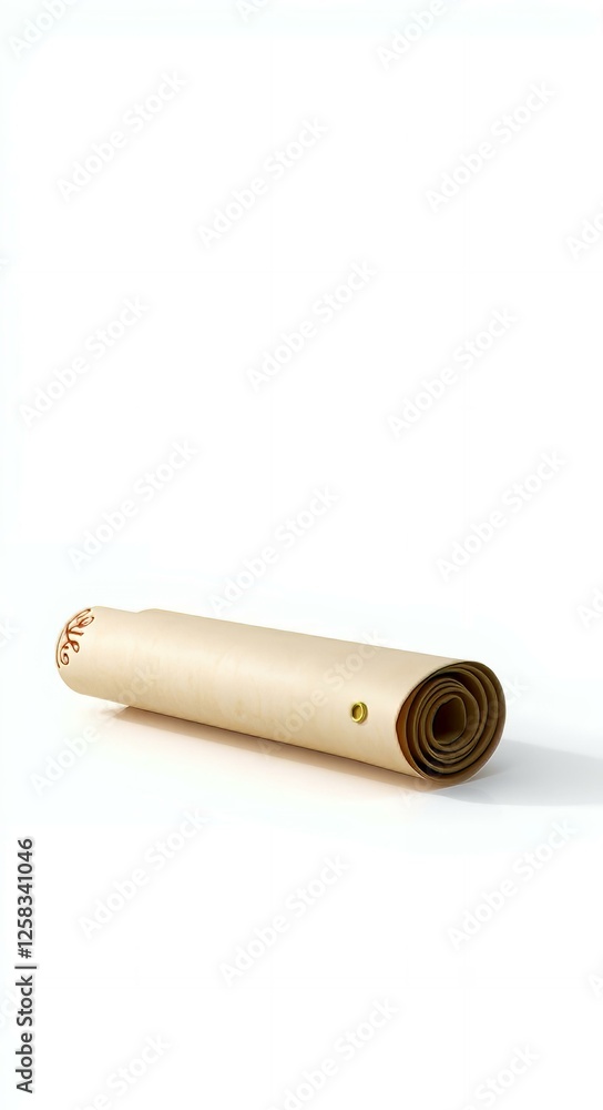 Rolled parchment scroll with decorative design Rolled parchment scroll with decorative design