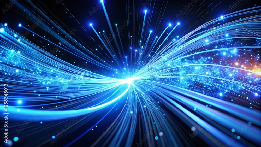 Fototapeta premium Abstract Blue Light Trails, 4K Looped Animation, Glowing Lines, Digital Art, Motion Graphics