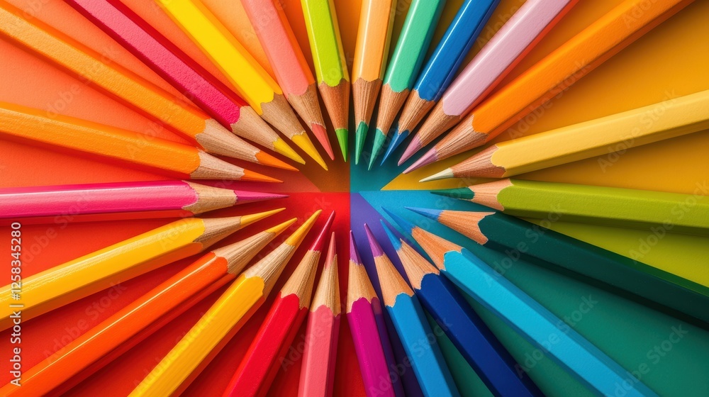 Vibrant back to school background with colorful pencils, books, and stationery arranged in a creative composition, school, education, creativity, stationery Vibrant back to school background with colorful pencils, books, and stationery arranged in a creative composition, school, education, creativity, stationery