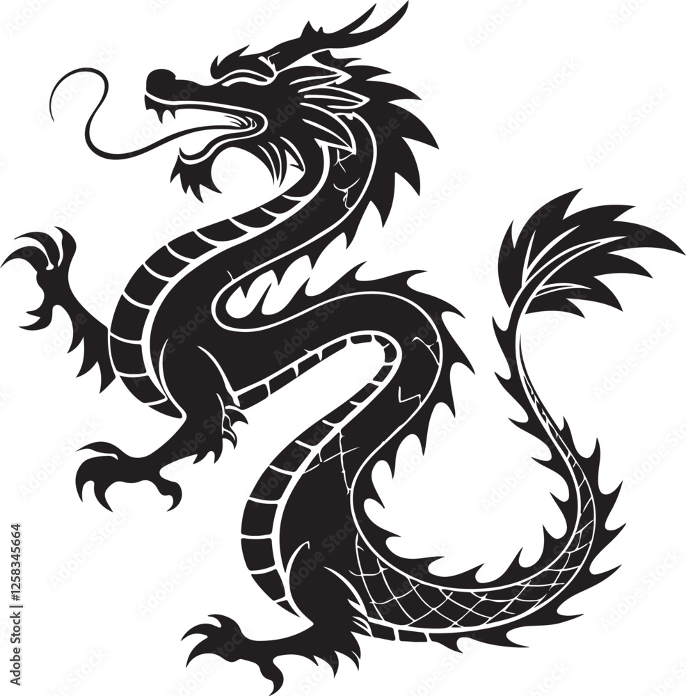 chinese dragon silhouette animal white background chinese dragon silhouette animal white background