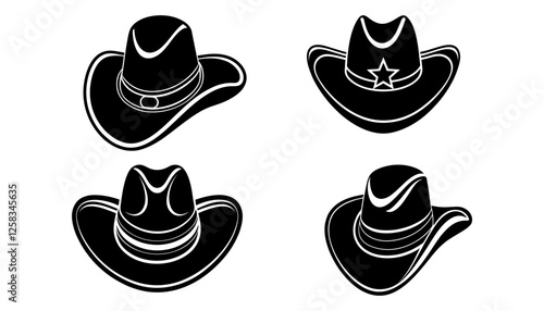 Western cowboy hats silhouette collection for design and branding