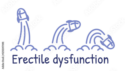 Erectile dysfunction sexual male problem concept. Vector illustration isolated on white.