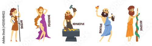 Greek God as Ancient Mythology and Religion Vector Set