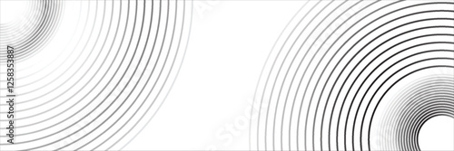 Black concentric circle set. Sonar or sound wave ring collection. Dotted and linear epicentre, target, radar icon concept. MODERN.