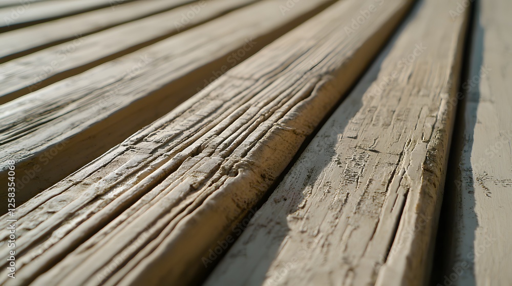 Fototapeta premium Close-Up of Weathered Wood Textures on a Sunlit Surface