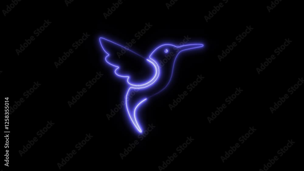 Glowing neon hummingbird icon isolated on black background. HD Video motion graphic animation Glowing neon hummingbird icon isolated on black background. HD Video motion graphic animation
