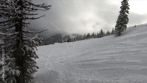 Scenic Winter Landscape Depicting A Mountain Covered With Fresh Snow