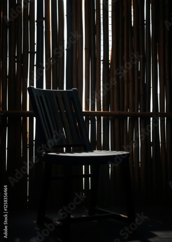Obraz na płótnie Wooden chair against bamboo bamboo house background beautiful bamboo asian seaport baltic sea antebellum w salonie