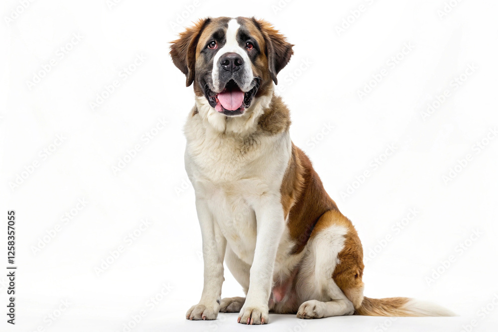 Adorable Saint Bernard Dog Sitting and Smiling Isolated On a White Background Adorable Saint Bernard Dog Sitting and Smiling Isolated On a White Background