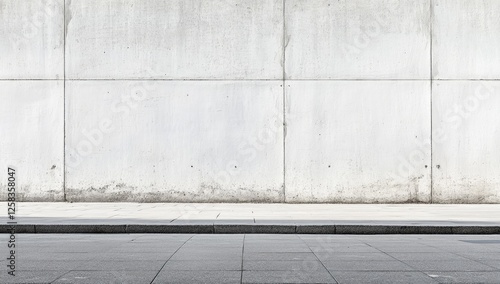 A blank, white wall on the street, in the city, concrete, minimalist,