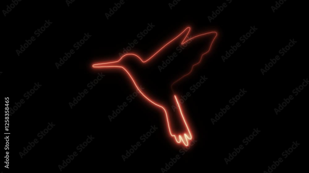 Glowing neon hummingbird icon isolated on black background. HD Video motion graphic animation Glowing neon hummingbird icon isolated on black background. HD Video motion graphic animation