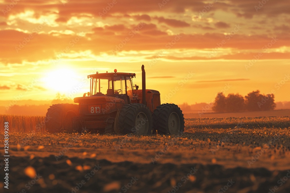 Obraz premium farm machinery parked at the field's edge