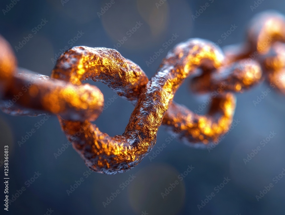 Close-up of rusty metal chain link. Close-up of rusty metal chain link.