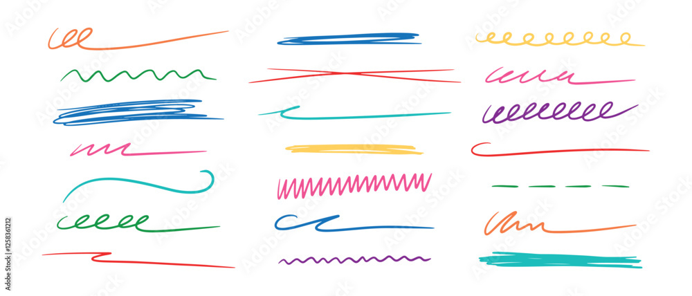 Fotografie Vector set of hand-drawn doodle brush elements
