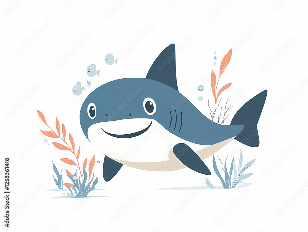 Obraz premium Happy Cartoon Shark