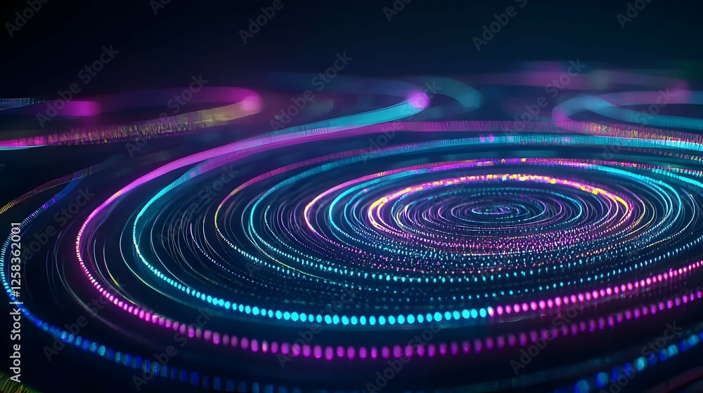 Abstract Glowing Spiral Pattern With Neon Lights Abstract Glowing Spiral Pattern With Neon Lights