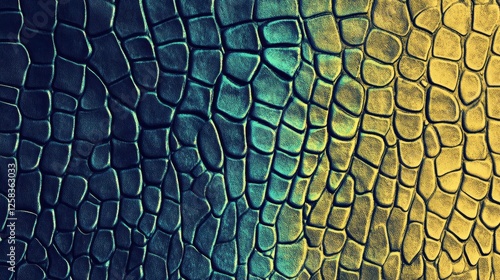 Blue and Gold Reptilian Skin Texture for Fashion and Product Design photo