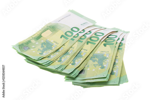 stack of 100 euro banknotes isolated