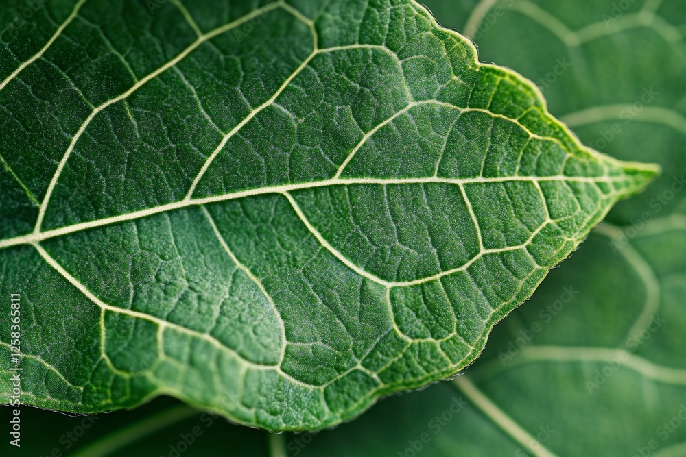 Close-up of a vibrant green leaf showing intricate vein patterns and texture. Close-up of a vibrant green leaf showing intricate vein patterns and texture.