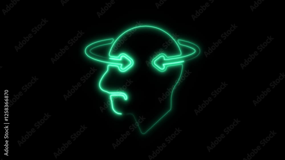 Glowing neon incoordination icon isolated on black background. HD Video motion graphic animation Glowing neon incoordination icon isolated on black background. HD Video motion graphic animation