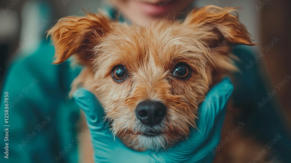 Rescue Dog Receiving Care from Veterinarian or Shelter Worker
Rescue Dog Receiving Care from Veterinarian or Shelter Worker