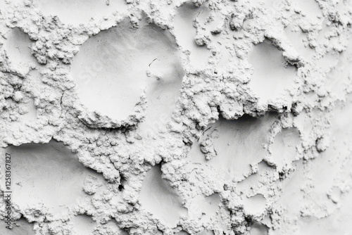 Close-up of volcanic ash texture, soft gray powder with tiny porous rock fragments.