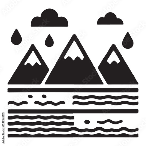Mountain Lake Water Cycle Illustration Graphic Design